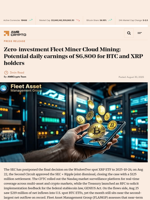 Zero-investment Fleet Miner Cloud Mining: Potential daily earnings of $6,800 for BTC and XRP holders - AMBCrypto