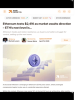 Ethereum tests $2,416 as market awaits direction - ETH's next level is... - AMBCrypto