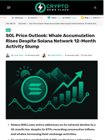 SOL Price Outlook: Whale Accumulation Rises Despite Solana Network 12-Month Activity Slump
