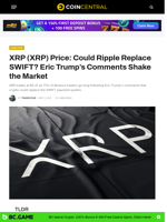 XRP (XRP) Price: Could Ripple Replace SWIFT? Eric Trump's Comments Shake the Market - CoinCentral