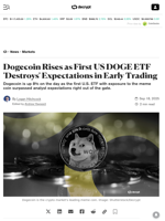 Dogecoin Rises as First US DOGE ETF 'Destroys' Expectations in Early Trading - Decrypt