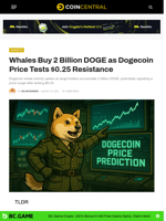 Whales Buy 2 Billion DOGE as Dogecoin Price Tests $0.25 Resistance