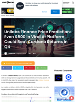 Unilabs Finance Price Prediction: Even $500 in Viral AI Platform Could Beat Cardano Returns in Q4 | Live Bitcoin News