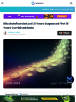 Bitcoin Inflows In Last 1.5 Years Surpassed First 15 Years Combined: Data