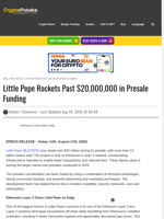 Little Pepe Rockets Past $20,000,000 in Presale Funding