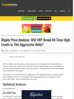 Ripple Price Analysis: Will XRP Break All-Time High Levels in This Aggressive Rally?
