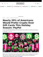 Nearly 20% of Americans Would Prefer Crypto Over Gift Cards This Holiday Season: PayPal  - 