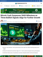 Bitcoin Cash Surpasses $600 Milestone as Three Bullish Signals Align for Further Growth