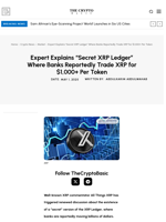 Expert Explains “Secret XRP Ledger” Where Banks Reportedly Trade XRP for $1,000+ Per Token