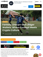 Fantasy Lineups and Ledger Wallets: Where Football Meets Crypto Culture | Live Bitcoin News