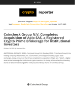 Coincheck Group N.V. Completes Acquisition of Aplo SAS, a Registered Crypto Prime Brokerage for Institutional Investors