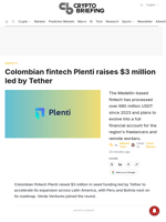 Colombian fintech Plenti raises $3 million led by Tether