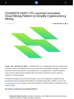CHANDOS HART LTD Launches Innovative Cloud Mining Platform to Simplify Cryptocurrency Mining - Visionary Financial