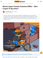 Bitcoin Hyper ICO Hits $396k — Best Crypto To Buy Now?