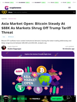 Bitcoin Steady At $88K As Markets Shrug Off Trump Tariff Threat