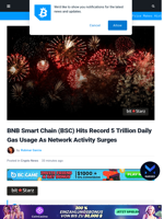 BNB Smart Chain Hits Record 5T Gas Usage In A Single Day