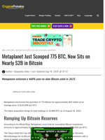 Metaplanet Just Scooped 775 BTC, Now Sits on Nearly $2B in Bitcoin