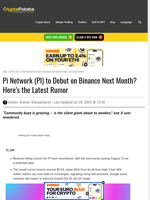 Pi Network (PI) to Debut on Binance Next Month? Here's the Latest Rumor