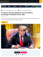 Treasury Plans to Add Donald Trump’s Signature to US Currency