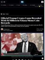 Official Trump Crypto Game Revealed With $1 Million in Solana Meme Coin Rewards - Decrypt