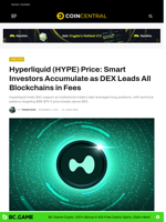 Hyperliquid (HYPE) Price: Smart Investors Accumulate as DEX Leads All Blockchains in Fees - CoinCentral