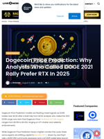 Dogecoin Price Prediction: Why Analysts Who Called DOGE 2021 Rally Prefer RTX In 2025 | Live Bitcoin News