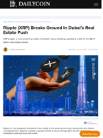 Ripple (XRP) Breaks Ground In Dubai’s Real Estate Push - DailyCoin