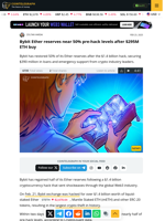 Bybit Ether reserves near 50% pre-hack levels after $295M ETH buy