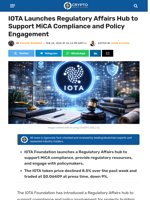 IOTA Launches Regulatory Affairs Hub for MiCA Compliance
