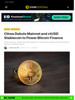 Citrea Debuts Mainnet and ctUSD Stablecoin to Power Bitcoin Finance - CoinCentral