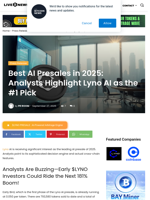 Best AI Presales in 2025: Analysts Highlight Lyno AI as the #1 Pick | Live Bitcoin News