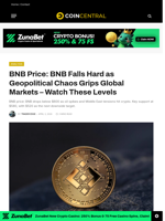 BNB Price: BNB Falls Hard as Geopolitical Chaos Grips Global Markets - Watch These Levels - CoinCentral