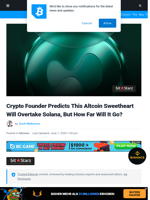 Crypto Founder Predicts This Altcoin Sweetheart Will Overtake Solana, But How Far Will It Go? | Bitcoinist.com