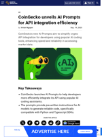 CoinGecko unveils AI Prompts for API integration efficiency