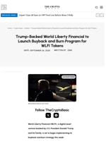 Trump-Backed World Liberty Financial to Launch Buyback and Burn Program for WLFI Tokens