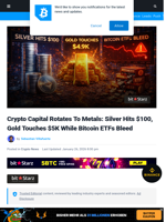Crypto Capital Rotates To Metals: Silver Hits $100, Gold Touches $5K While Bitcoin ETFs Bleed | Bitcoinist.com