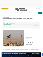 Iran considers two-week ceasefire as April 15 odds climb