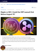 Ripple vs SEC: Could the XRP Lawsuit End Before August 15?