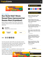 Bear Market Rally? Bitcoin Demand Shows Improvement but Remains Weak (CryptoQuant​)