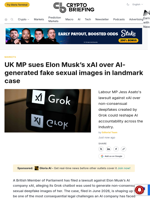 UK MP sues Elon Musk's xAI over AI-generated fake sexual images in landmark case