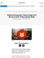 Shiba Inu Ecosystem Tokens Surge with Bitcoin in $3.81 Trillion Market Rally