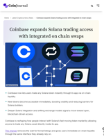 Coinbase expands Solana trading access with integrated on chain swaps - CoinJournal
