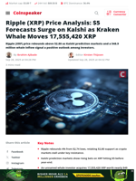 Ripple (XRP) Price Analysis: $5 Forecasts Surge on Kalshi as Kraken Whale Moves 17,555,420 XRP - Coinspeaker