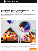 Hyperliquid Builder Codes Top $10M — Is a New Crypto Boom Coming? - DailyCoin