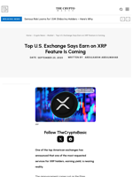 Top U.S. Exchange Says Earn on XRP Feature Is Coming