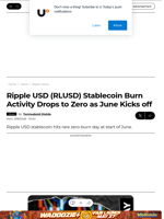 Ripple USD (RLUSD) Stablecoin Burn Activity Drops to Zero as June Kicks off - U.Today