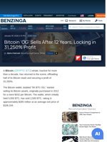 Bitcoin ‘OG’ Sells After 12 Years, Locking in 31,250% Profit  - Benzinga