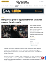 Rangers agree to appoint Derek McInnes as new head coach