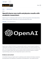 OpenAI shares new math and physics results with academic researchers - Blockchain.News
