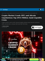 Crypto Market Crash: BTC and Altcoin Liquidations Top $914 Million Amid Liquidity Crisis